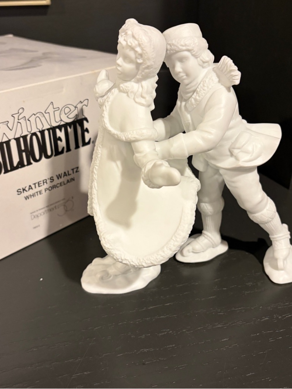 Department 56 Winter Silhouette Skater's Waltz White Porcelain Couple #78530